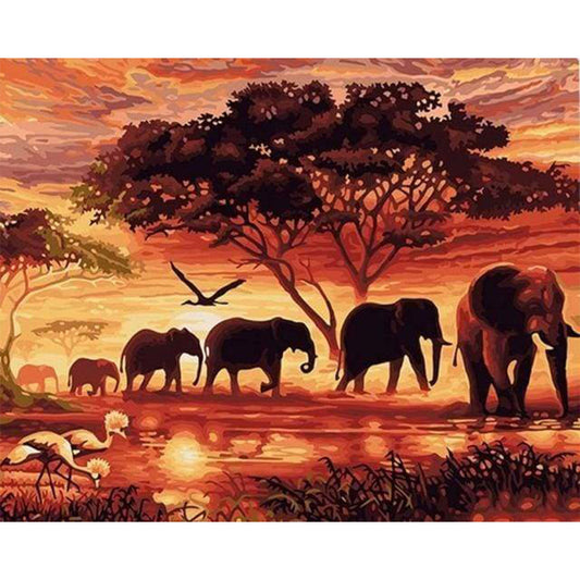 Elephants at Sunset