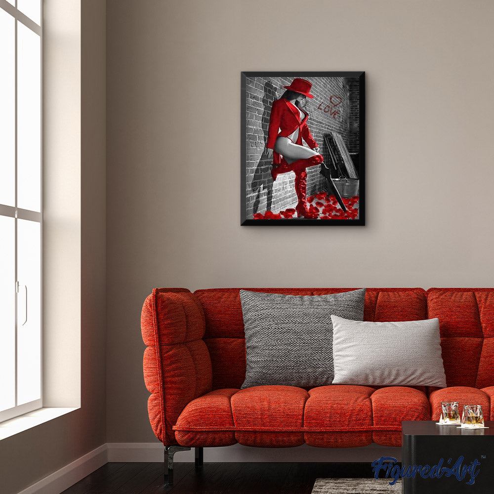 Woman with Red Leather boots