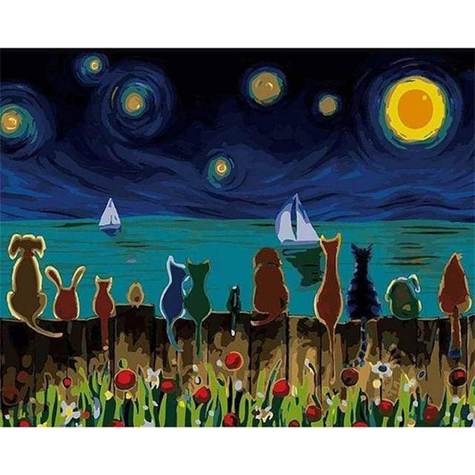 Starry Night with Animals