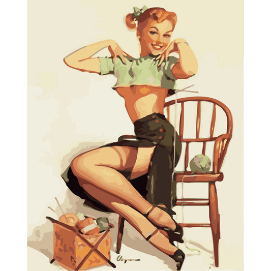 Vintage Pin-up with Yarns