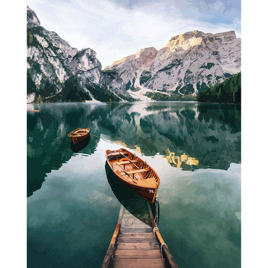 Small boat and Mountain Lake