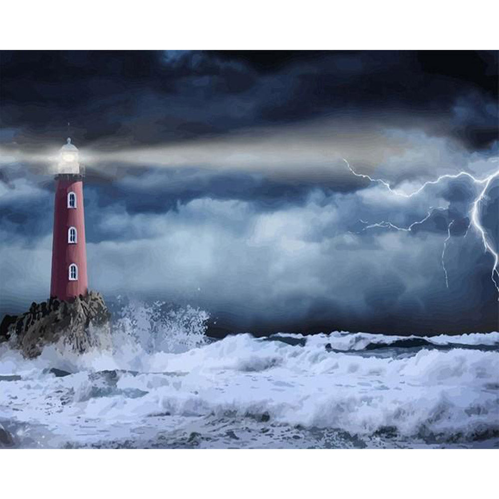 Sea Lighthouse and Waves