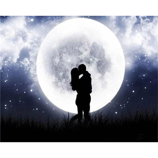 Romantic Kiss and Full Moon