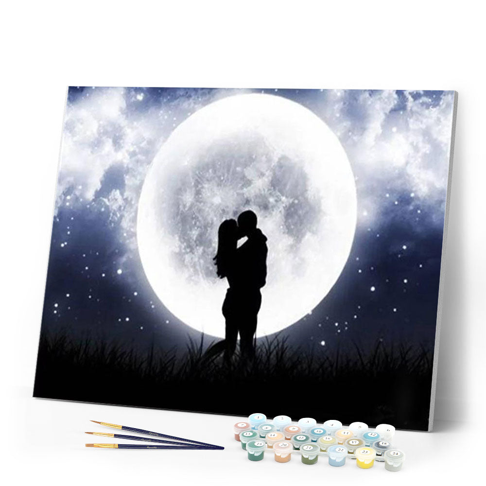 Romantic Kiss and Full Moon