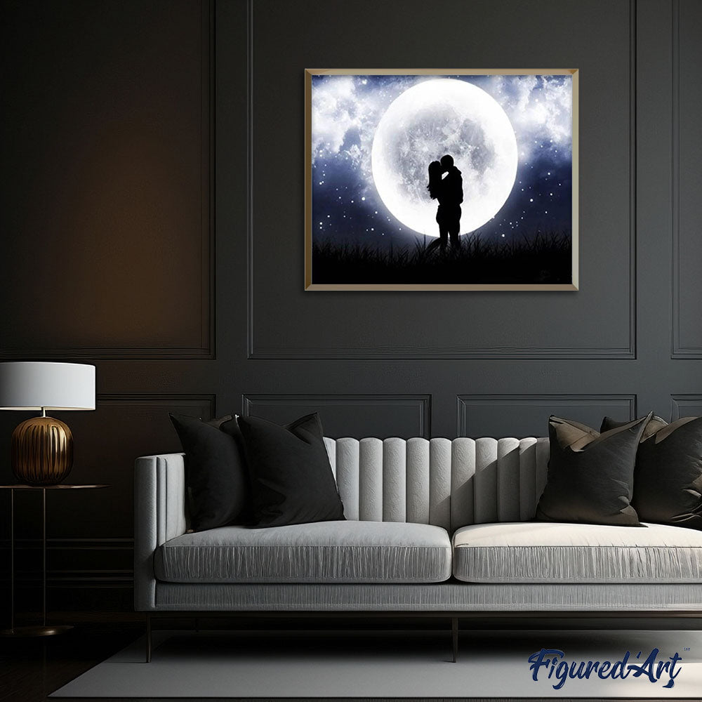Romantic Kiss and Full Moon