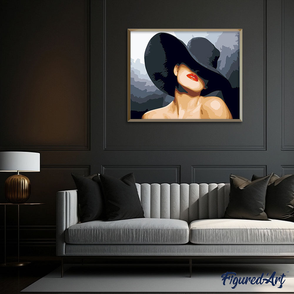 Woman wearing a black hat