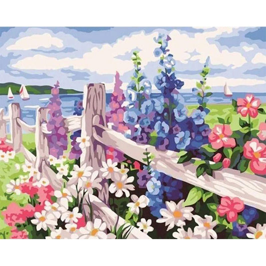 Flowers and seaside background