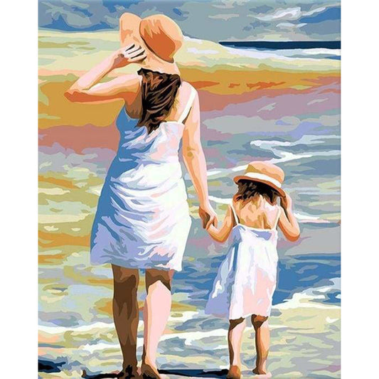 Mother and Daughter at the Beach