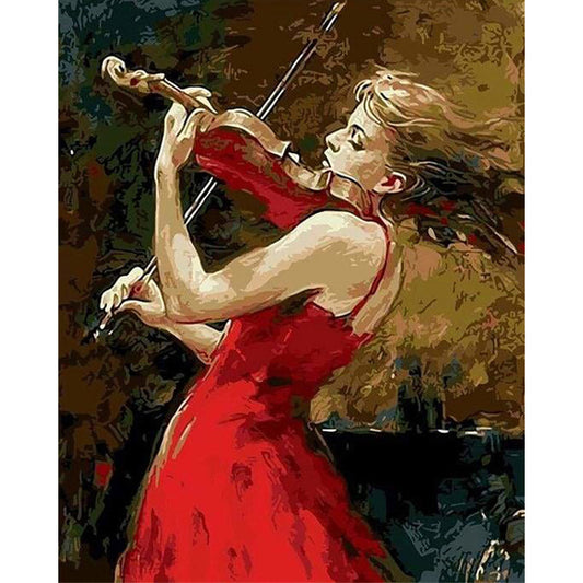 Violinist and red dress