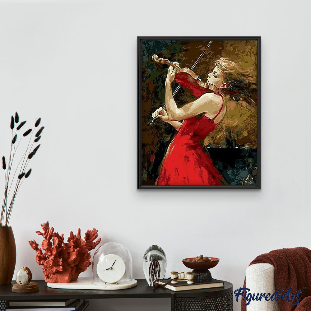 Violinist and red dress