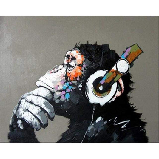 Monkey wearing headphones