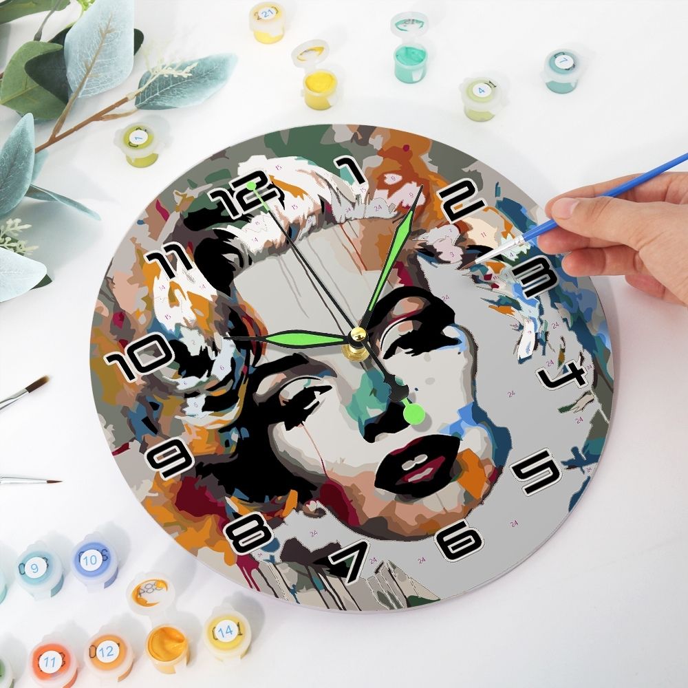 Paint by Numbers Clock - Marilyn Portrait