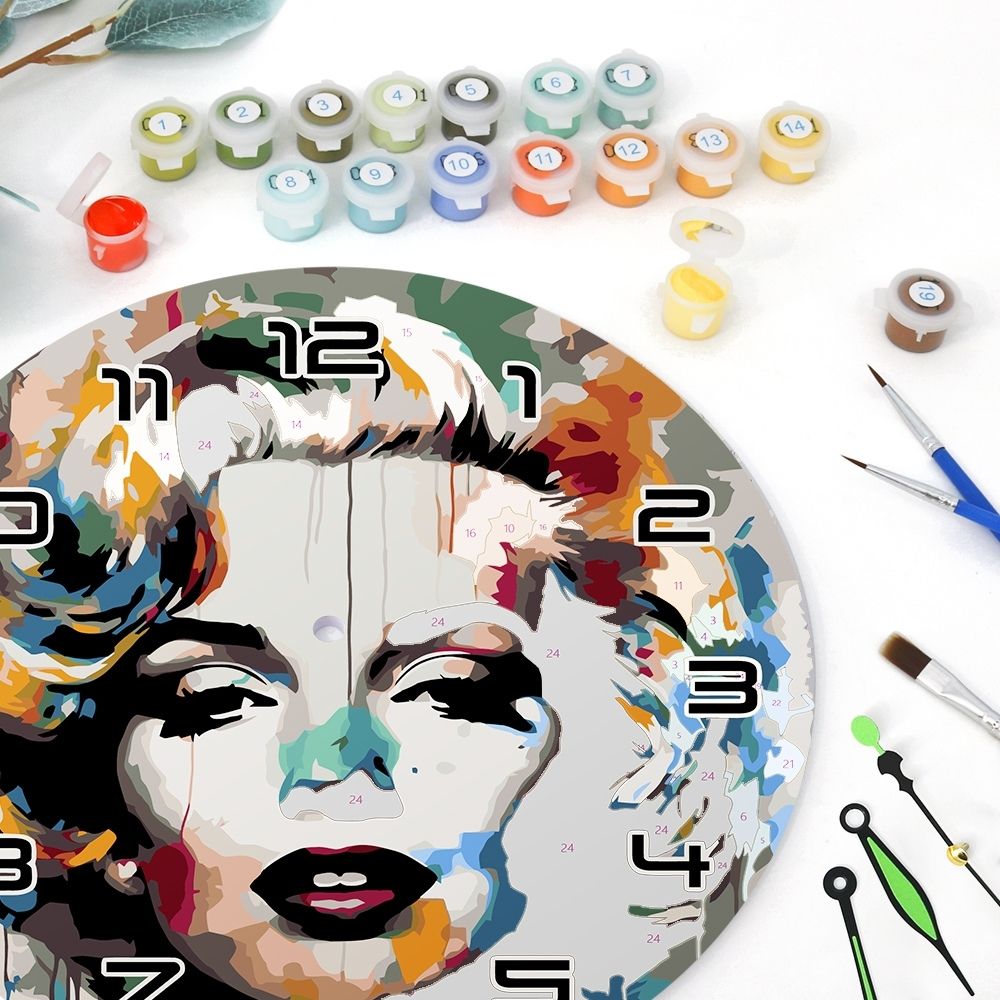 Paint by Numbers Clock - Marilyn Portrait