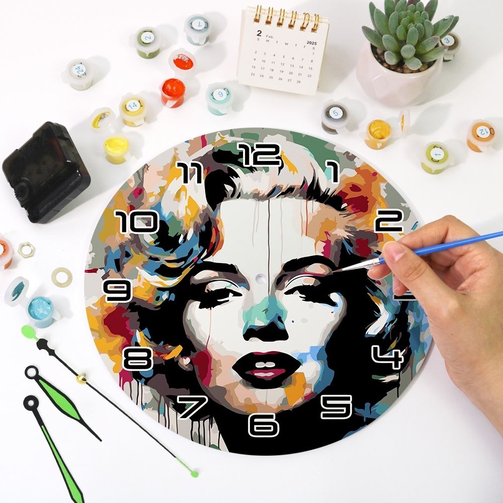 Paint by Numbers Clock - Marilyn Portrait
