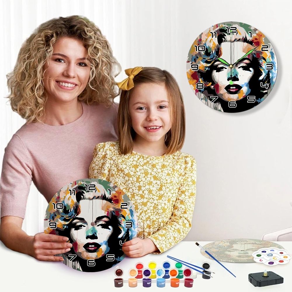 Paint by Numbers Clock - Marilyn Portrait