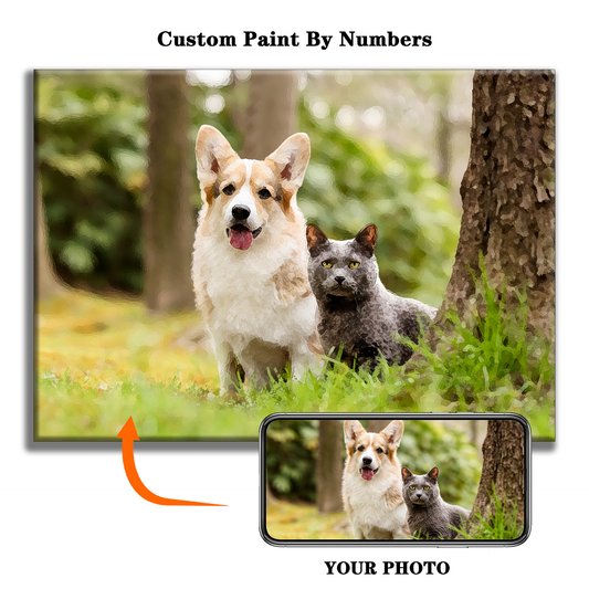 Custom Paint by Numbers, Personalized Art from Your Photo on Canvas, Pet Portrait, Dogs, Cats, Personalized Gift