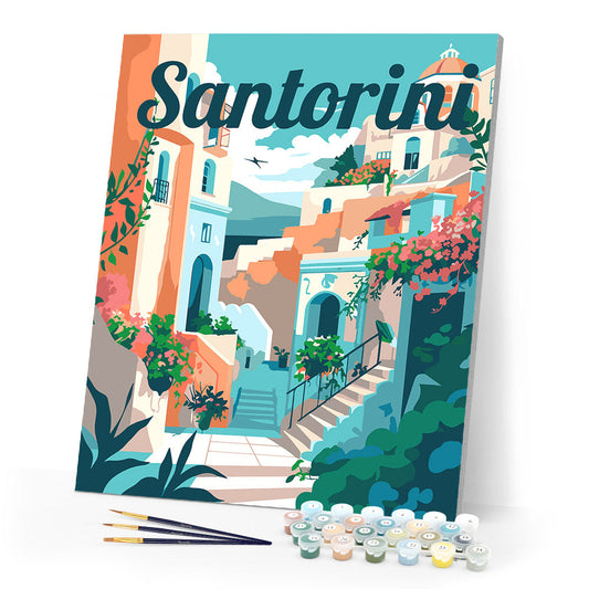 Travel Poster Santorini in Bloom