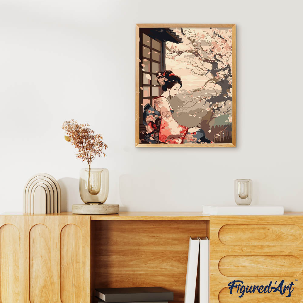 Vintage Kimono Lady and Sakura