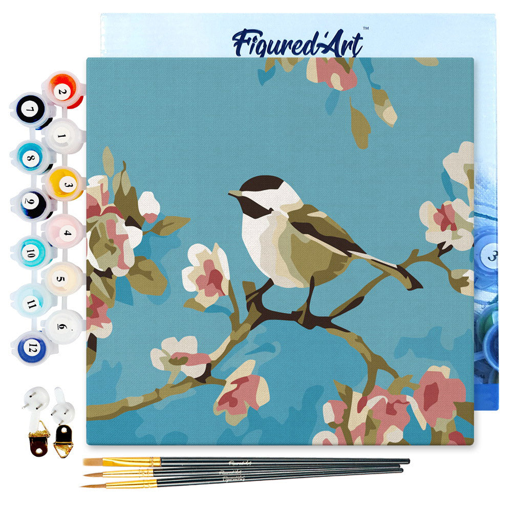 Mini Paint by numbers 8x8 framed - Birds Painting