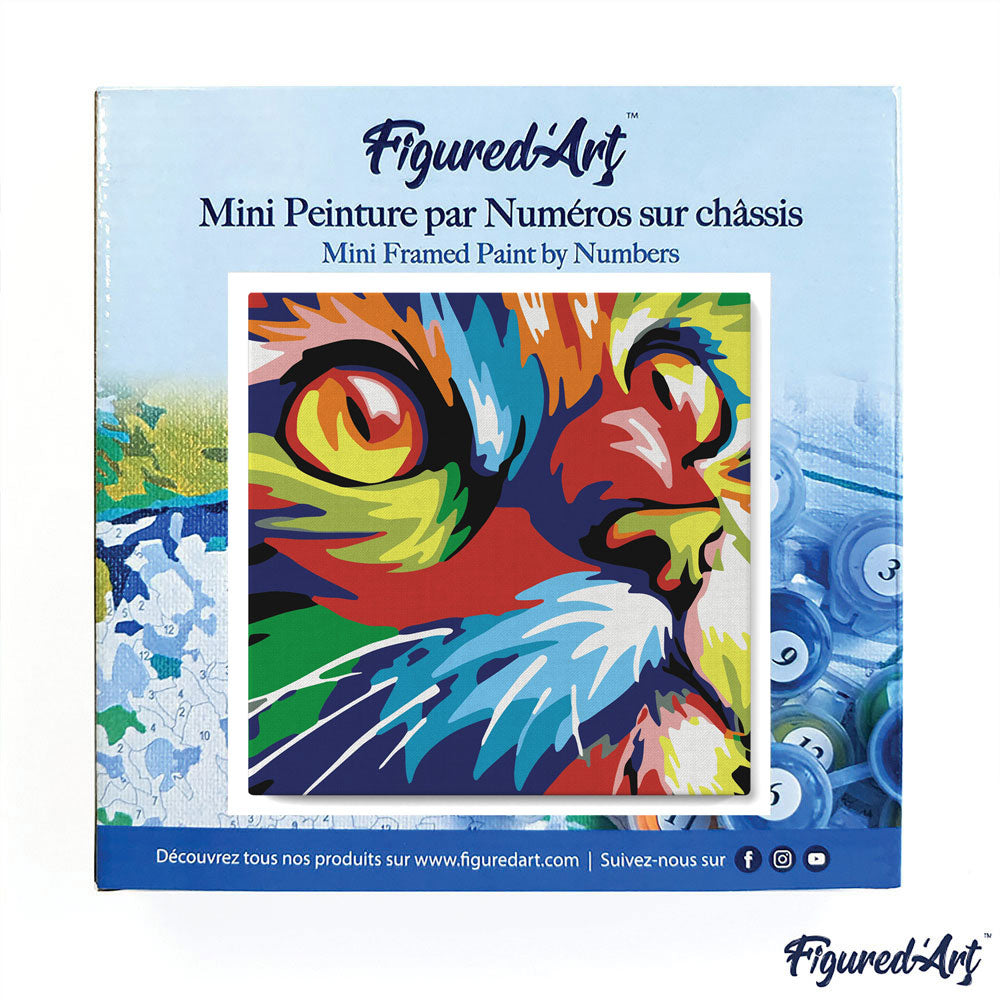 Mini Paint by numbers 8x8 framed - Feline Pop Art