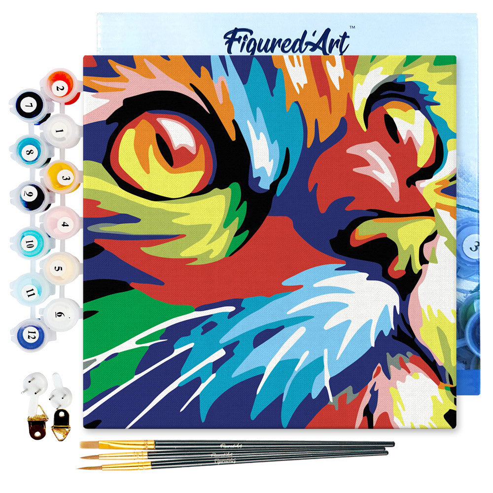 Mini Paint by numbers 8x8 framed - Feline Pop Art