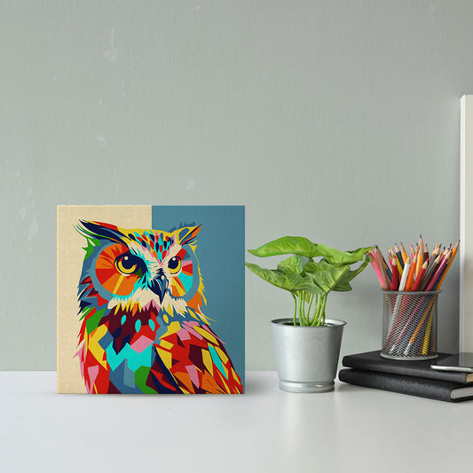 Mini Paint by numbers 8x8 framed - Owl Abstract Pop Art