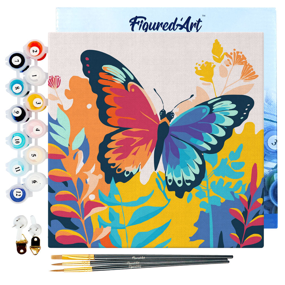 Mini Paint by numbers 8x8 framed - Tropical Butterfly