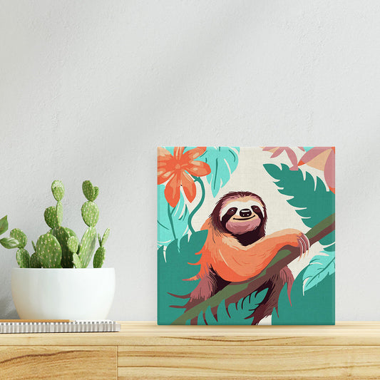Mini Paint by numbers 8x8 framed - Tropical Sloth