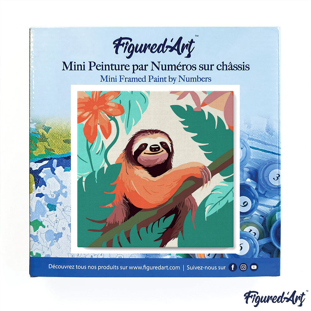 Mini Paint by numbers 8x8 framed - Tropical Sloth
