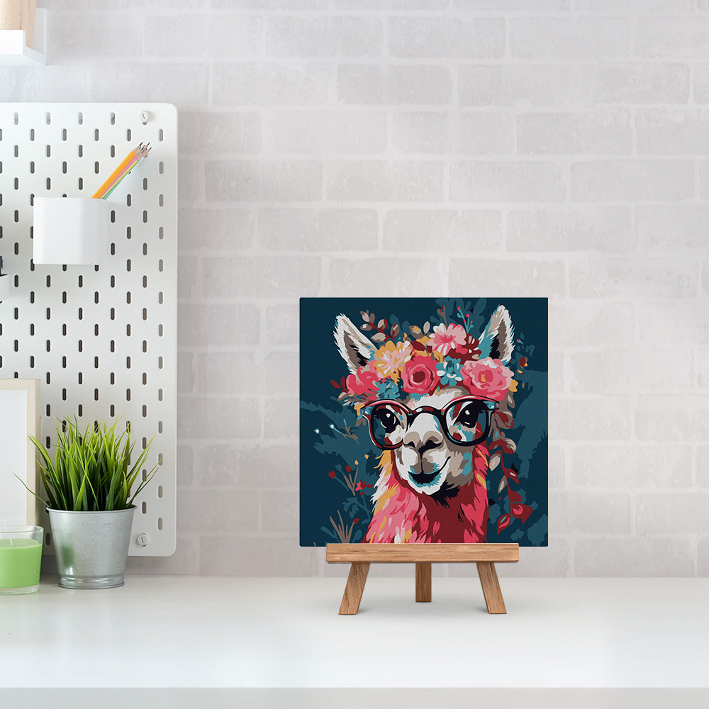 Mini Paint by numbers 8x8 framed - Fantasy llama and flowers