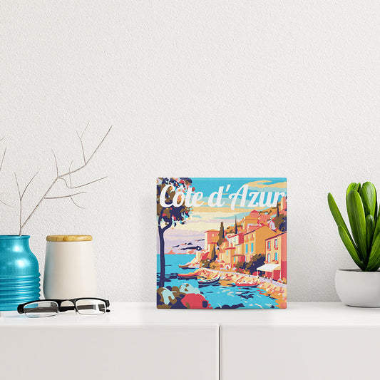 Mini Paint by numbers 8x8 framed - Travel Poster Cote d'Azur