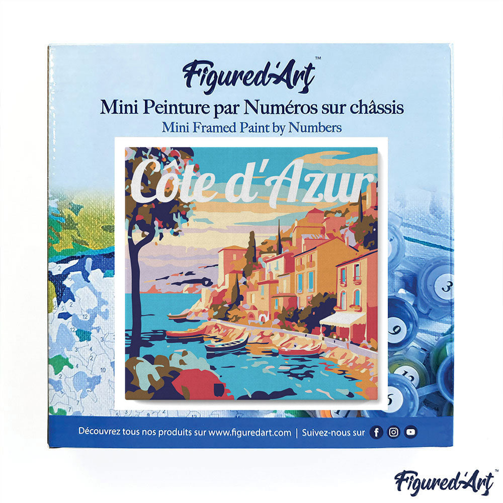 Mini Paint by numbers 8x8 framed - Travel Poster Cote d'Azur