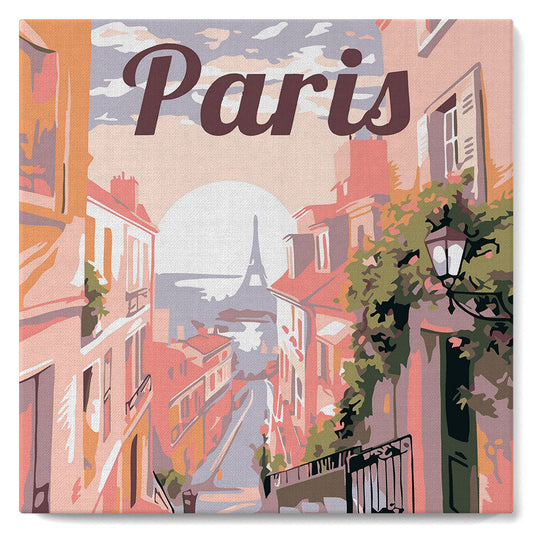 Mini Paint by numbers 8x8 framed - Travel Poster Paris