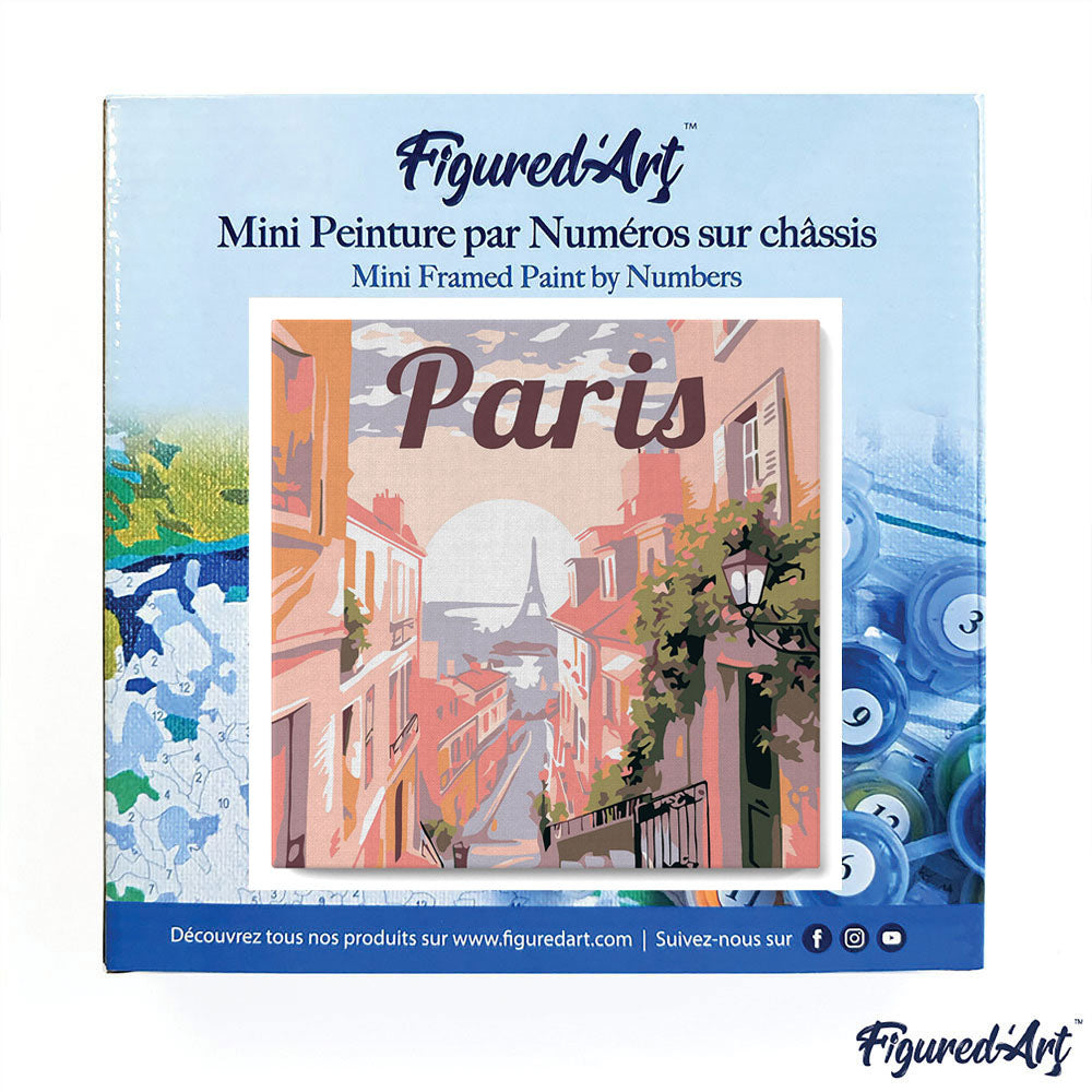 Mini Paint by numbers 8x8 framed - Travel Poster Paris