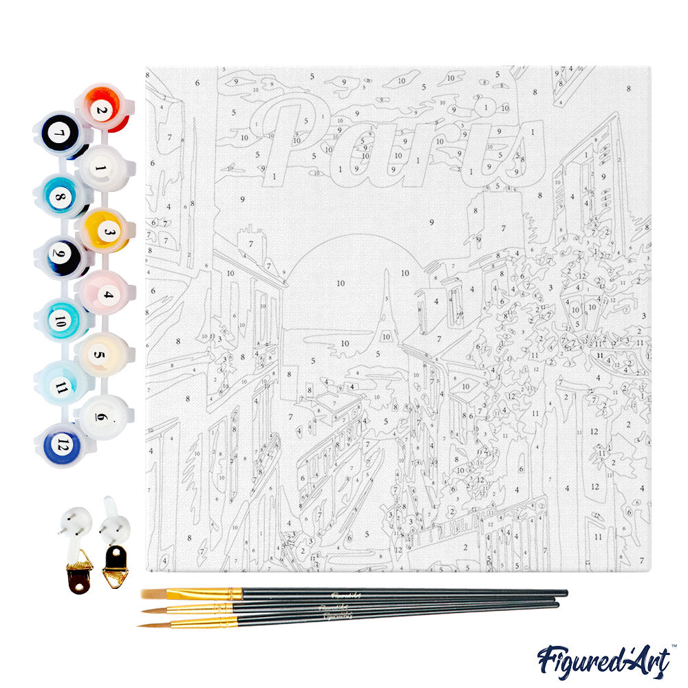 Mini Paint by numbers 8x8 framed - Travel Poster Paris