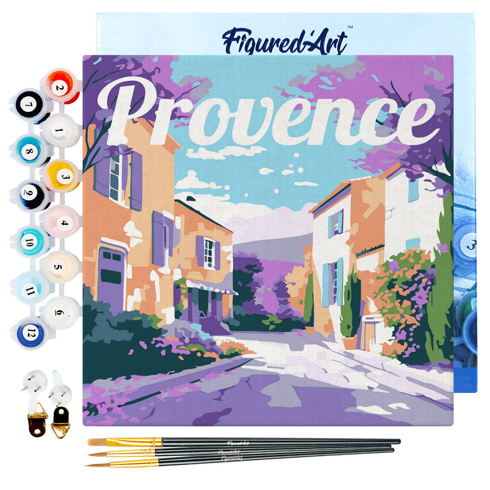 Mini Paint by numbers 8x8 framed - Travel Poster Provence Spring