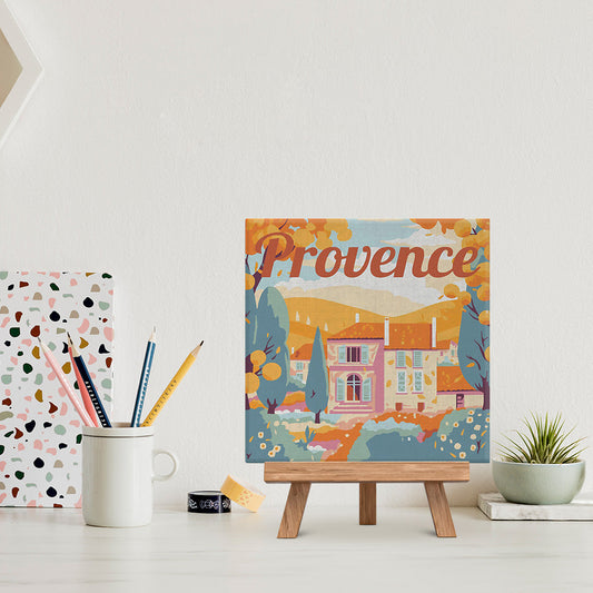 Mini Paint by numbers 8x8 framed - Travel Poster Provence Autumn