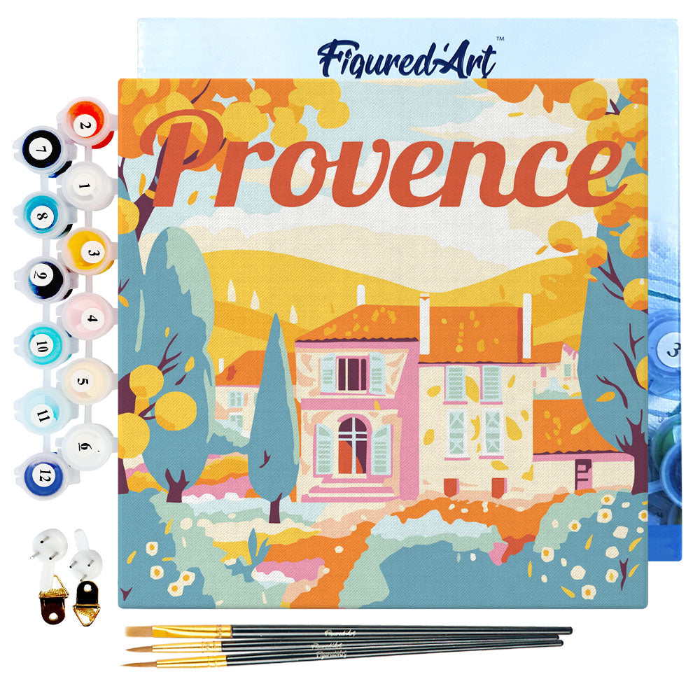 Mini Paint by numbers 8x8 framed - Travel Poster Provence Autumn