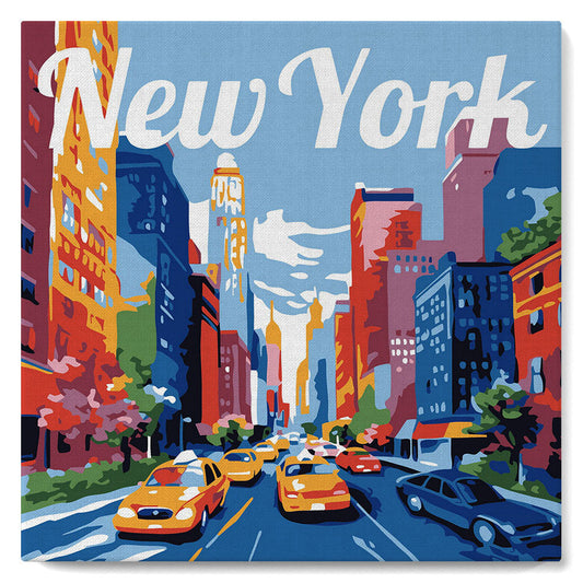 Mini Paint by numbers 8x8 framed - Travel Poster New York City