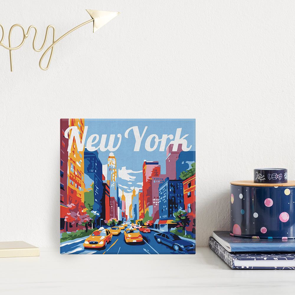 Mini Paint by numbers 8x8 framed - Travel Poster New York City