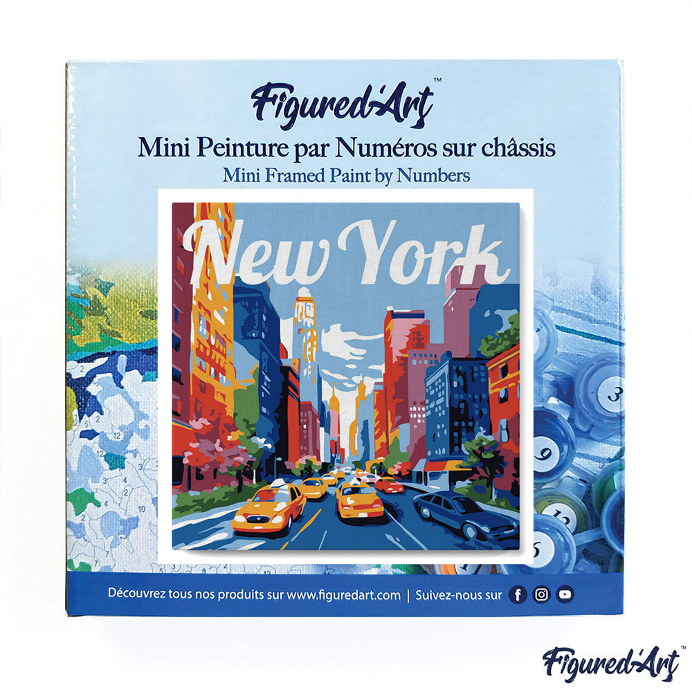 Mini Paint by numbers 8x8 framed - Travel Poster New York City