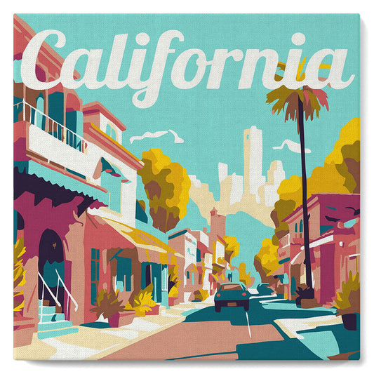 Mini Paint by numbers 8x8 framed - Travel Poster California Street