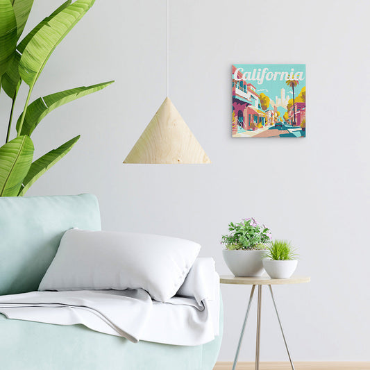 Mini Paint by numbers 8x8 framed - Travel Poster California Street