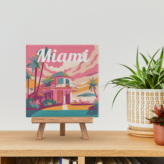 Mini Paint by numbers 8x8 framed - Travel Poster Miami
