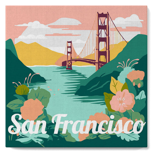 Mini Paint by numbers 8x8 framed - Travel Poster San Francisco