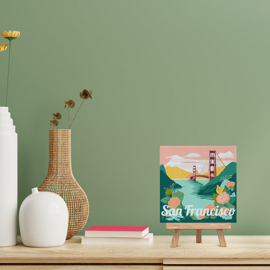 Mini Paint by numbers 8x8 framed - Travel Poster San Francisco