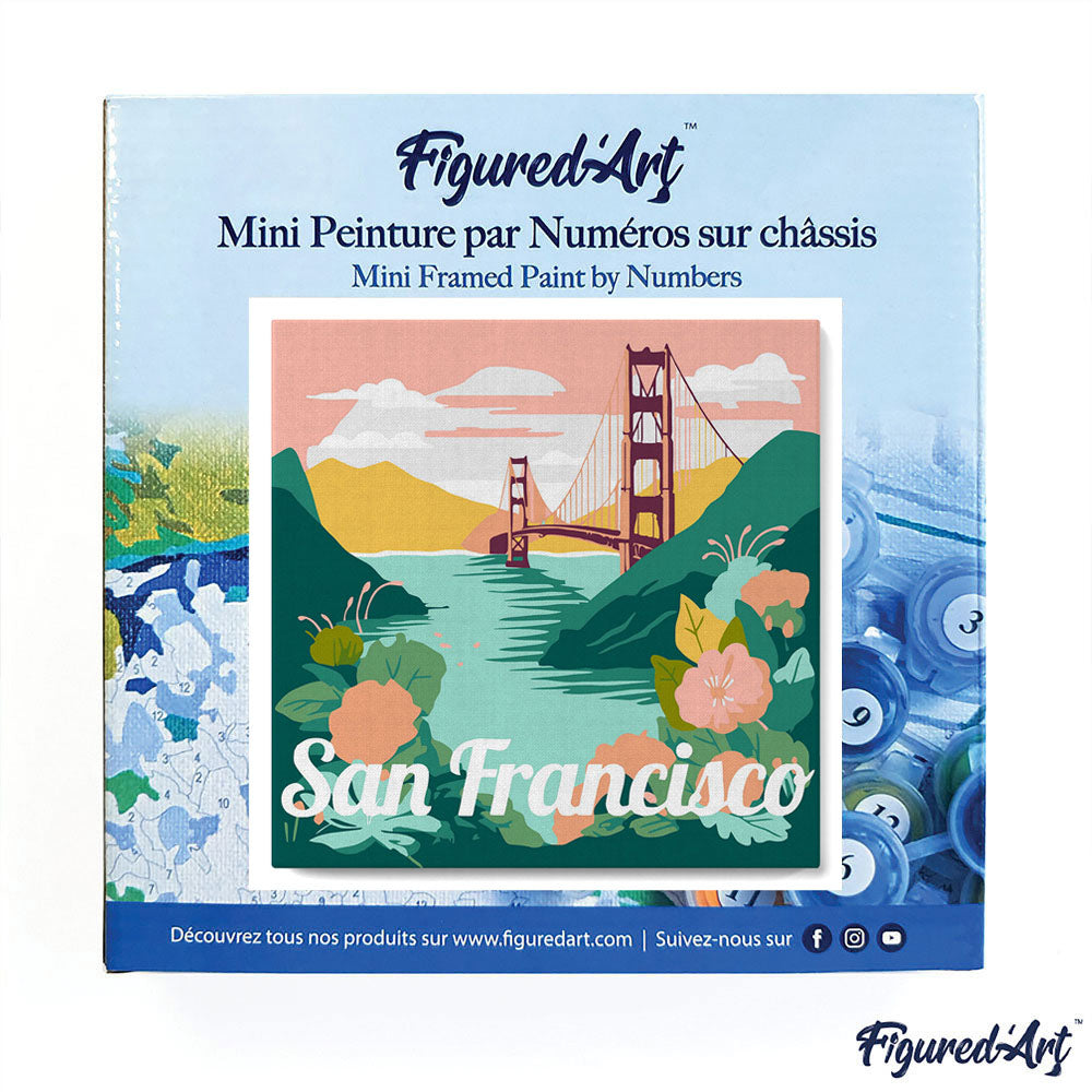 Mini Paint by numbers 8x8 framed - Travel Poster San Francisco