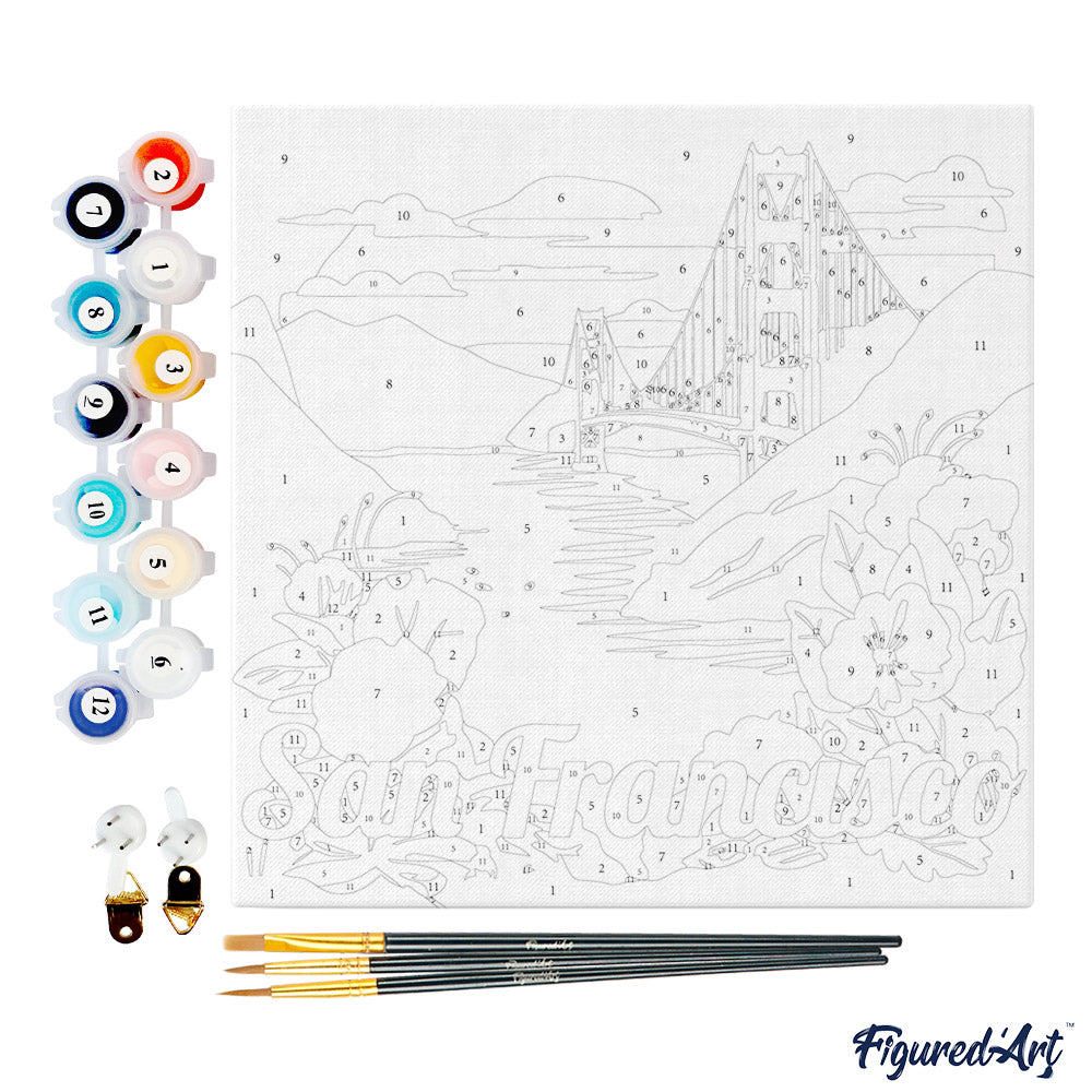 Mini Paint by numbers 8x8 framed - Travel Poster San Francisco