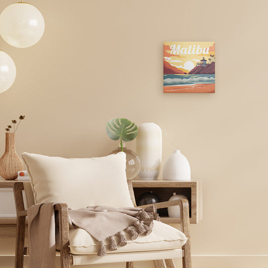 Mini Paint by numbers 8x8 framed - Travel Poster Malibu