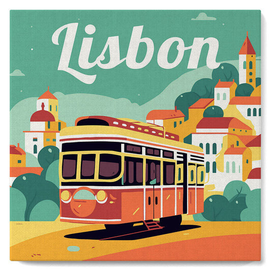 Mini Paint by numbers 8x8 framed - Travel Poster Lisbon